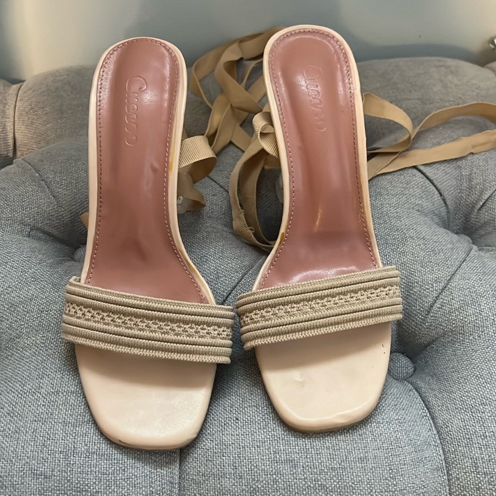 Tan ankle strap sandal